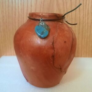 Leather Wrapped Pottery Vase